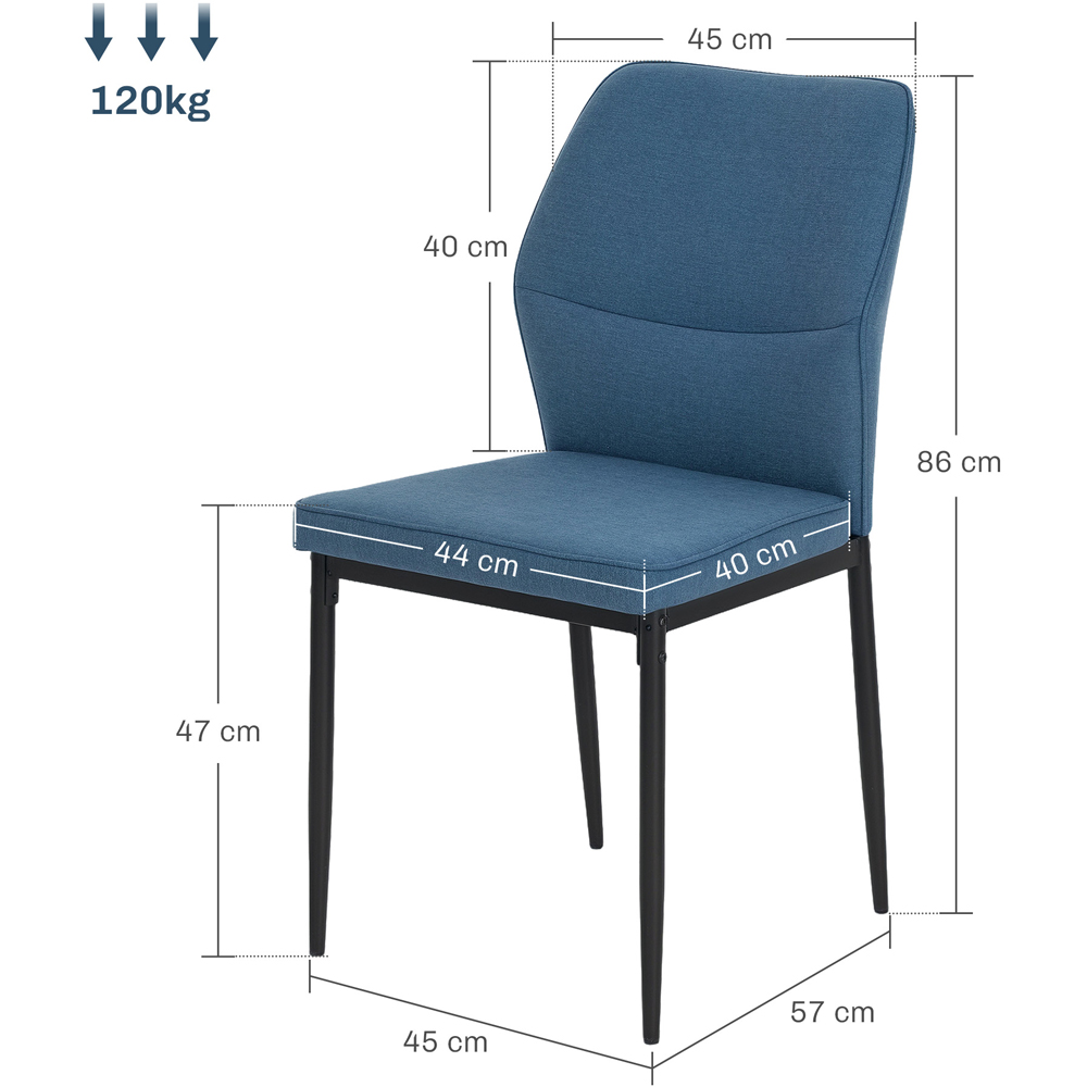 HOMCOM Set of 2 Blue Curved Back Dining Chair with Padded Seat Image 9