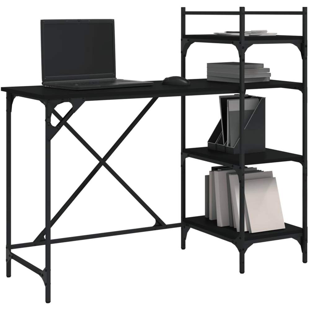 vidaXL 4 Shelf Industrial Style Computer Desk Black Image 3