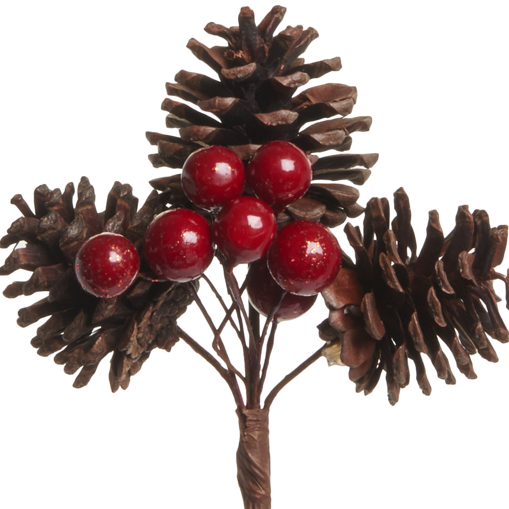 Christmas Pine Picks with Red Berries and Pine Cones for Christmas DIY Crafts Gift Wrapping Flower Arrangements Wreaths Holiday Floral Picks Christmas Decorations UWIOFF 20PCS Artificial Berry Picks 