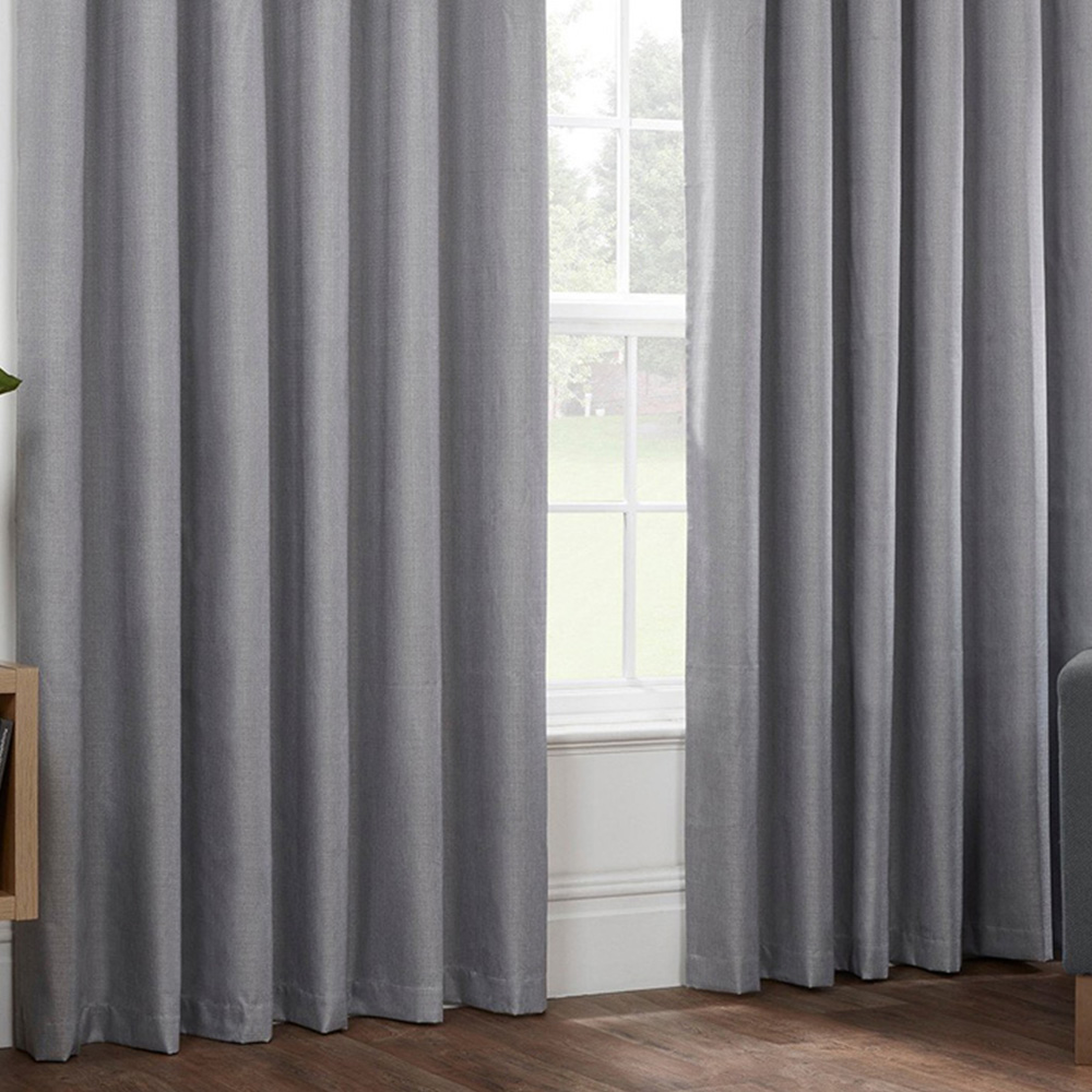 Divante Hoxton Silver Blackout Eyelet Curtains 168 x 183cm Image 6