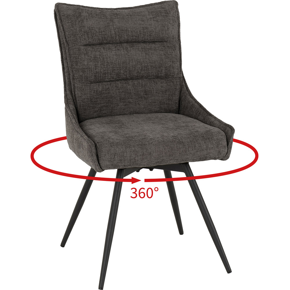 Seconique Lewis Set of 2 Grey Fabric Swivel Dining Chair Image 7