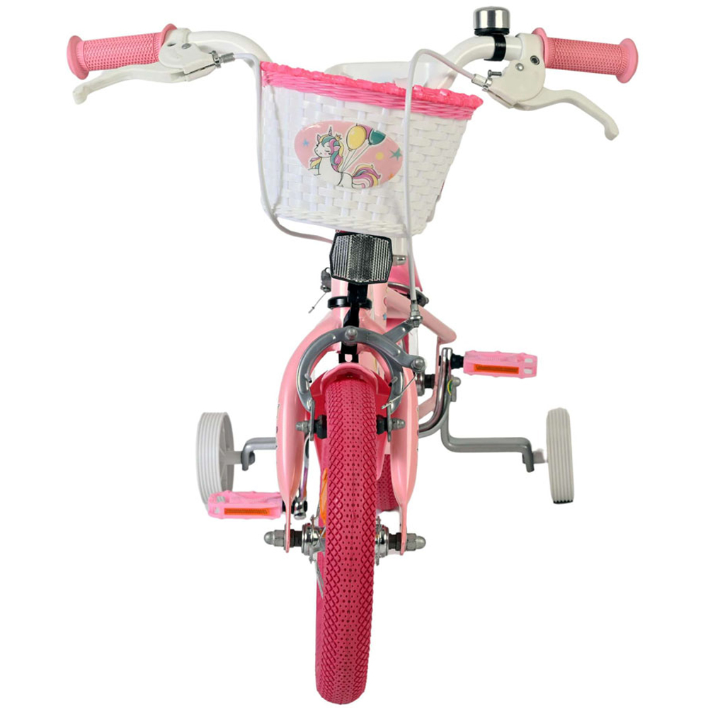 Volare Unicorn Kids 12 inch Pink Bike with Stabilisers Doll Seat and Basket Image 3