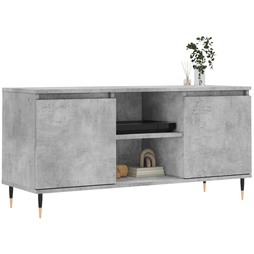 vidaXL 2 Door 2 Shelf Concrete Grey TV Cabinet Image 3
