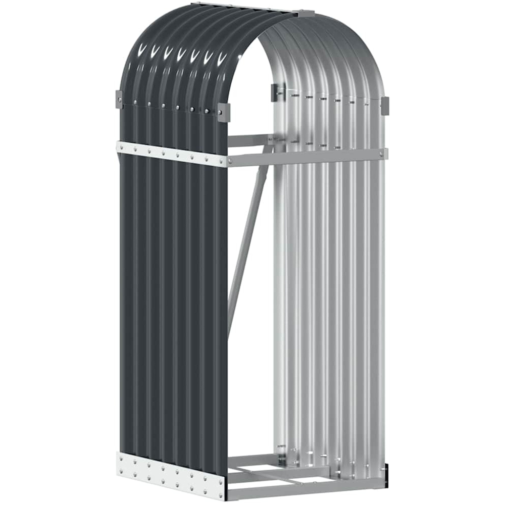 vidaXL Anthracite Galvanised Steel Firewood Log Holder 100 x 40 x 45cm Image 1
