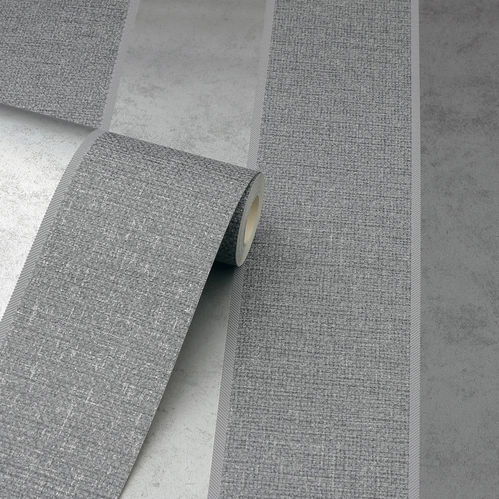 Arthouse Calico Stripe Gunmetal Grey Wallpaper Image 2
