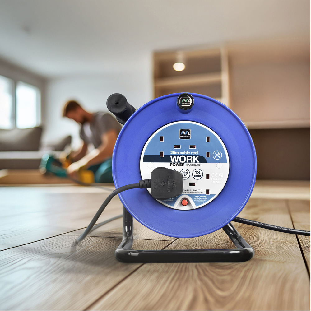 Masterplug Blue 13A 4 Socket Open Cable Reel 25m Image 2