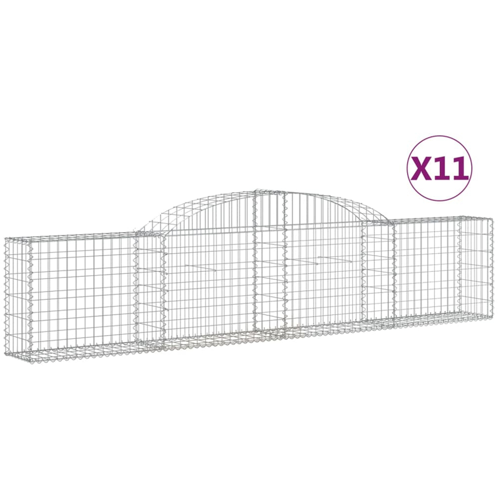 vidaXL Silver Galvanised Iron Arched Gabion Basket 300 x 30 x 60/80cm 11 Pack Image 4