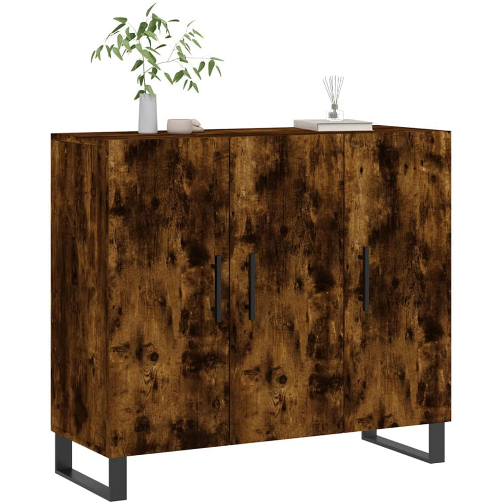 vidaXL 3 Door Smoked Oak Sideboard Image 3