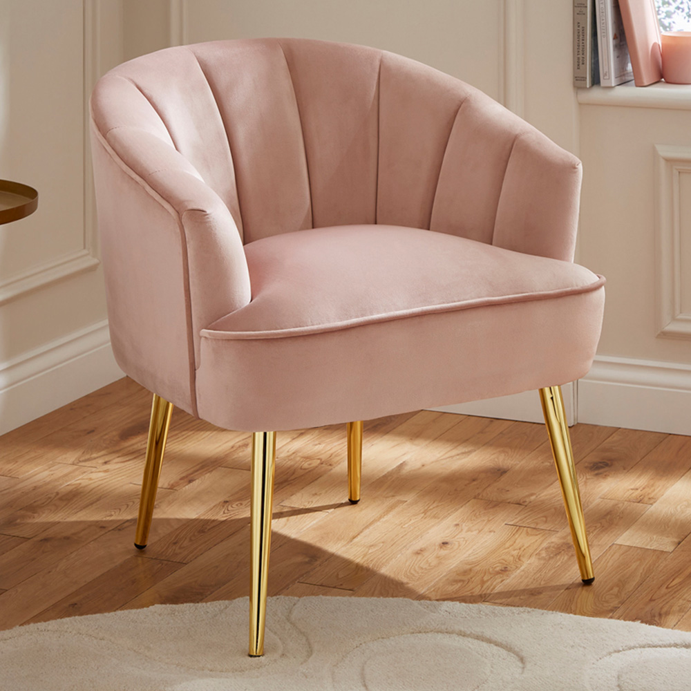 GFW Pettine Blush Pink Plush Fabric Accent Chair Image 1