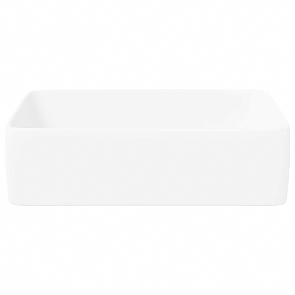 vidaXL White Ceramic Rectangular Wash Basin 130 x 370 x 480mm Image 4