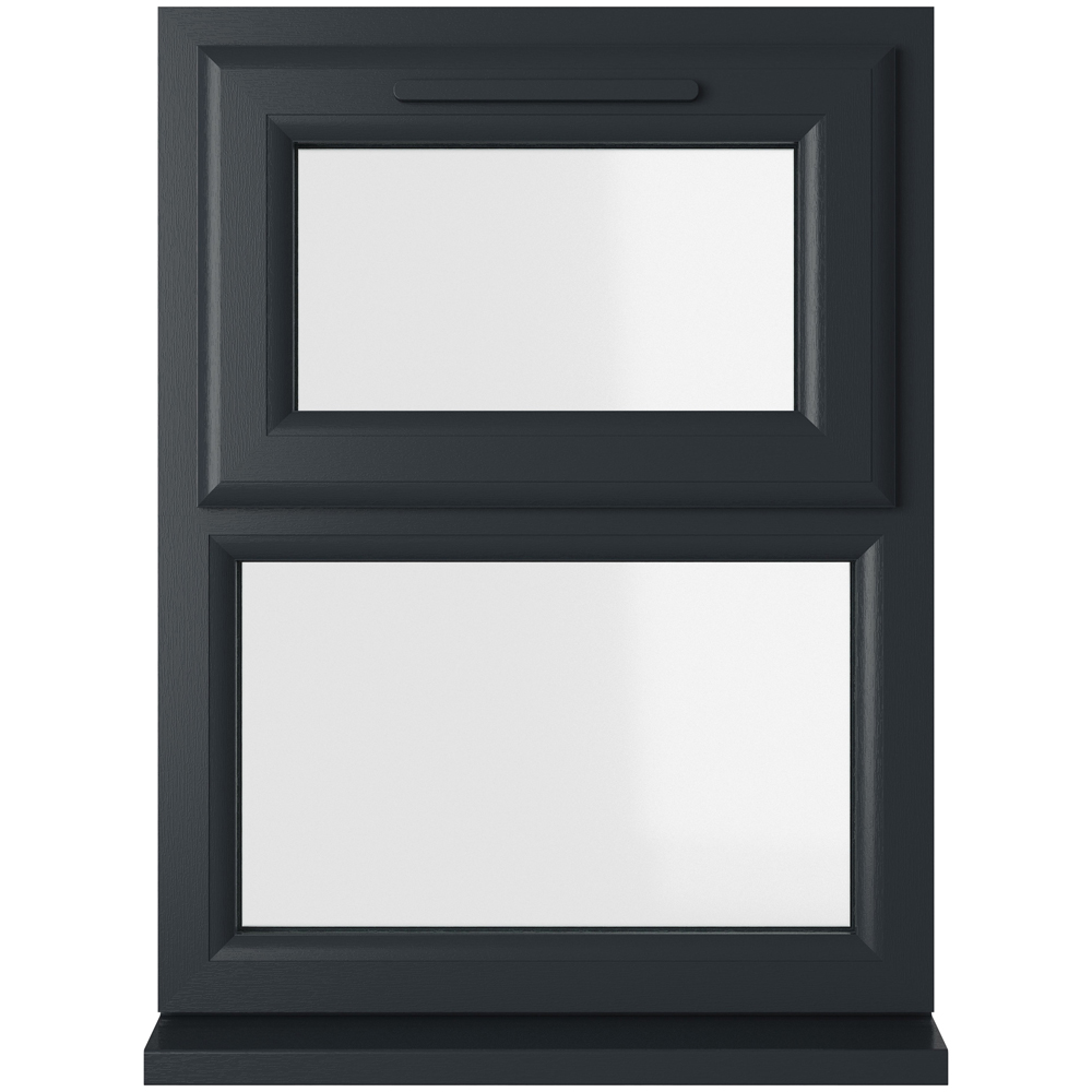 Crystal uPVC Triple Glazed Window Top Hung Over Fixed Light Grey White Clear Glass 610x965mm Image 1