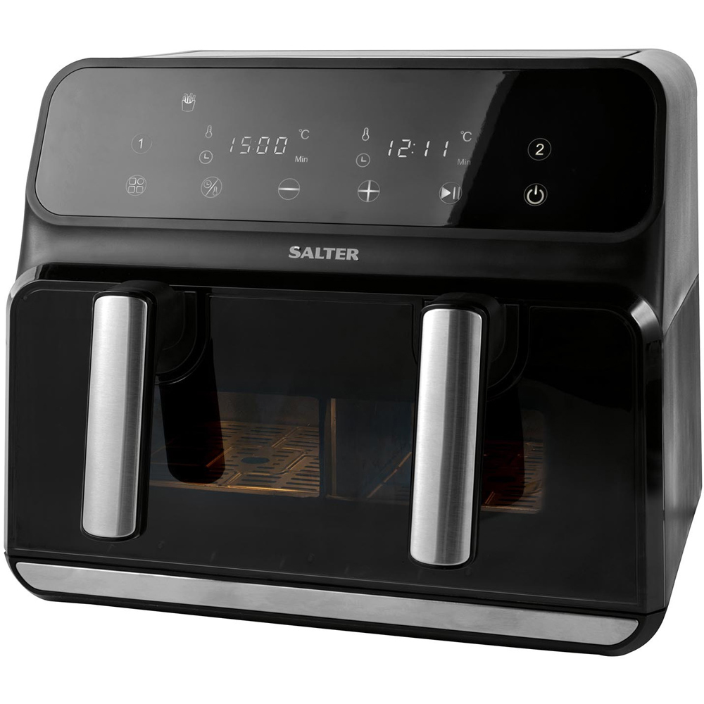 Salter Black 8L Dual Air Fryer with Compartment Divider Image 1