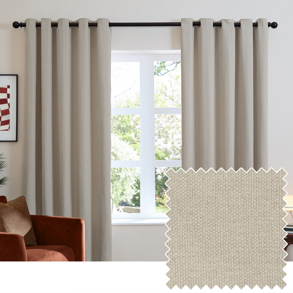 Furn Natural Soft Chenille Blackout Eyelet Curtains 229 x 183cm Image 5