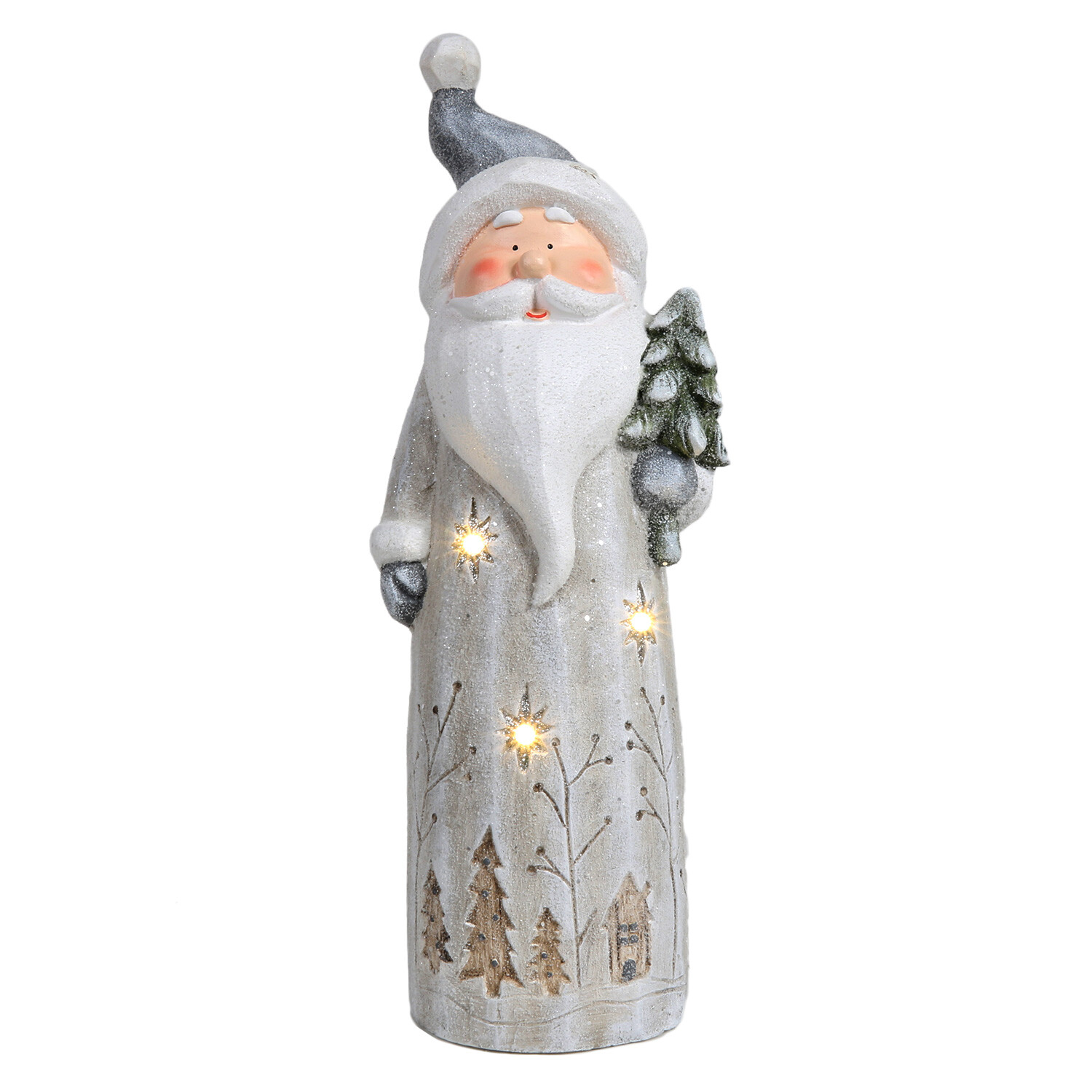LED Frosted Santa Ornament - Grey Image 2