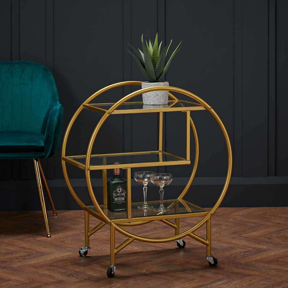 Dixie Gold Effect Drinks Trolley Image 2