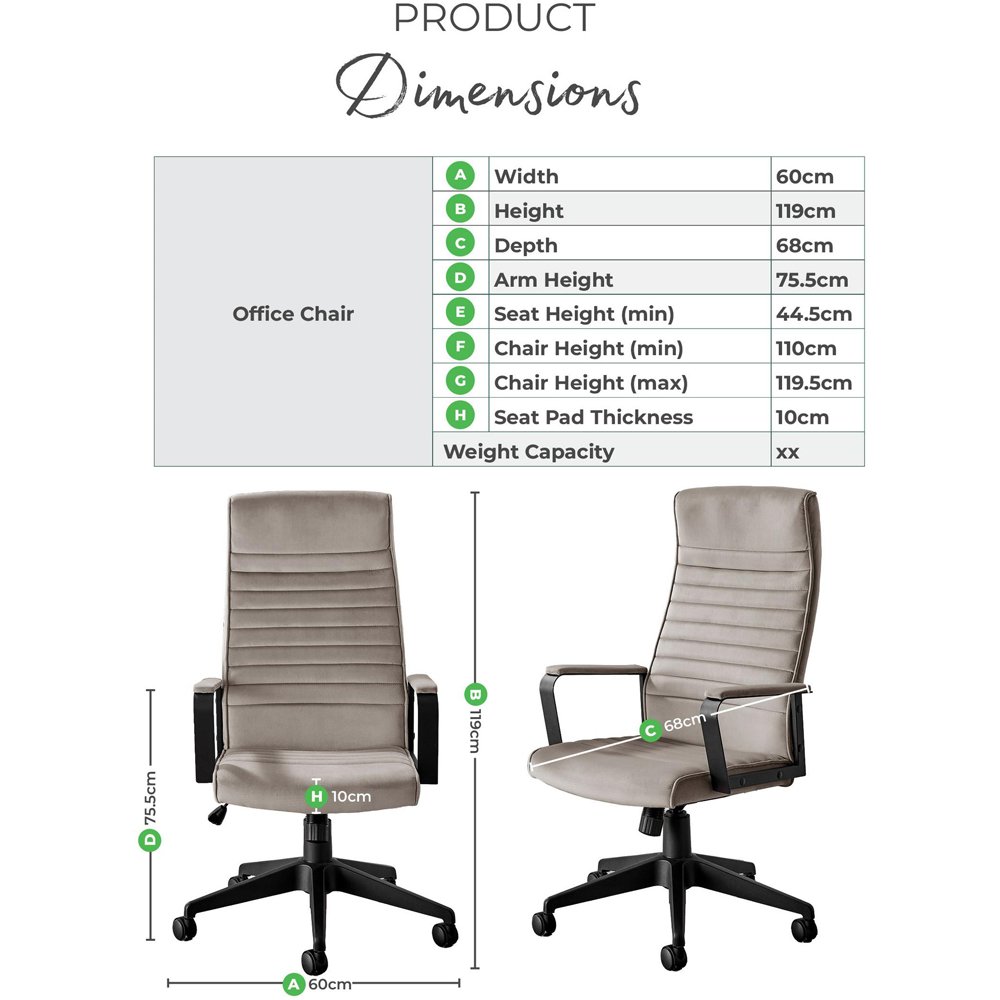 Furniturebox Central Cappuccino Beige Velvet Office Chair Image 9