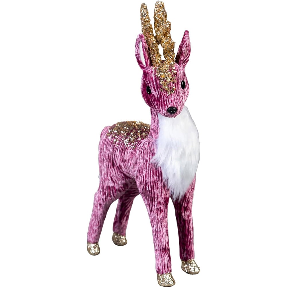 Shatchi Burgundy Reindeer Figurine Christmas Decoration 35cm Image 1