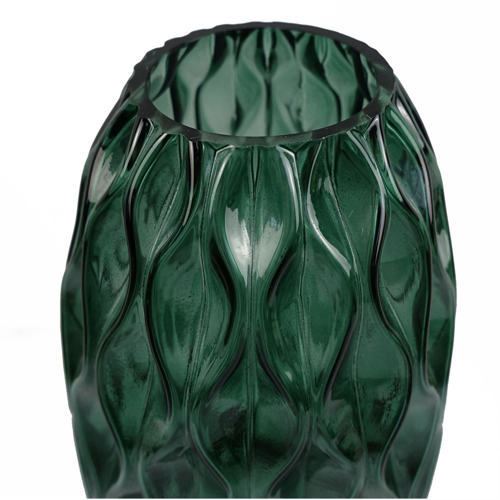 Leaf Green Waves Glass Vase 30cm Image 2