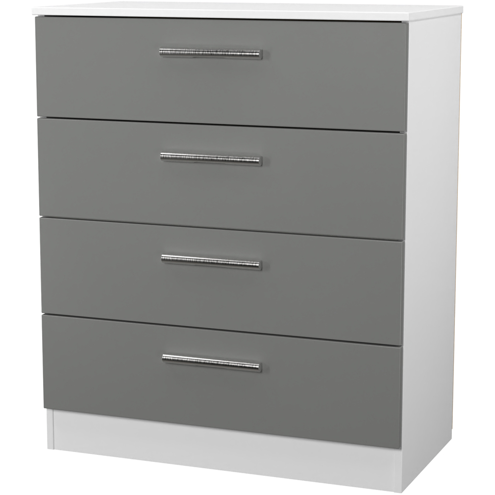 Crowndale Contrast 4 Drawer Dusk Grey and White Chest of Drawers Ready Assembled Image 2