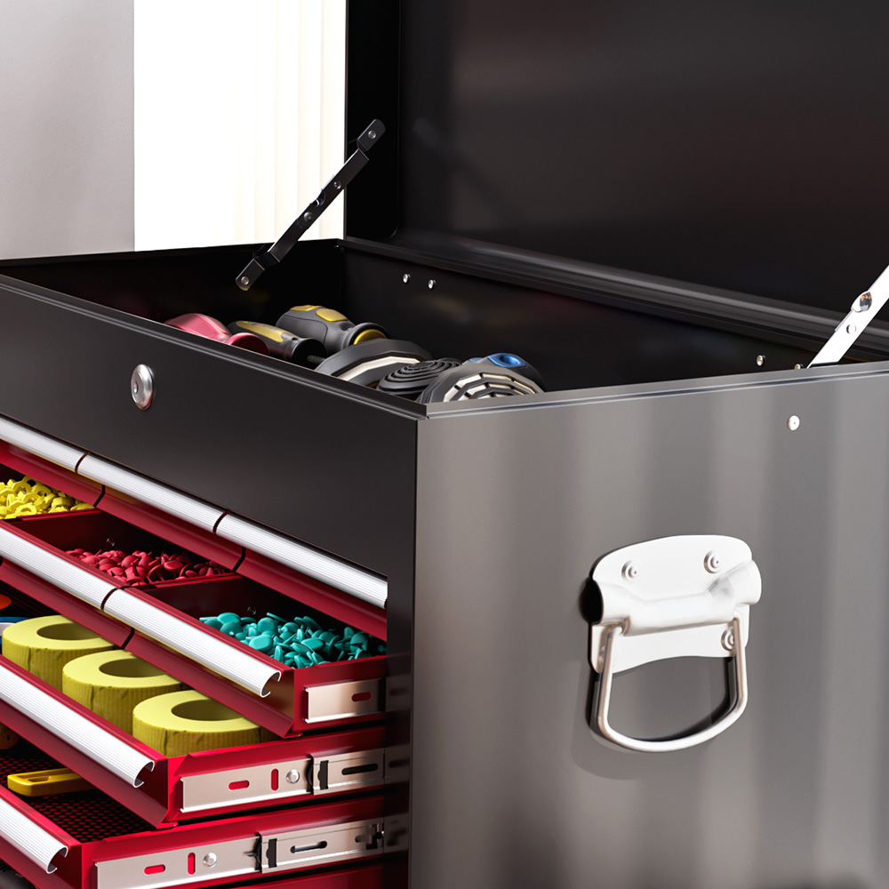 HOMCOM 14 Drawers Red Lockable Rolling Tool Chest Image 4