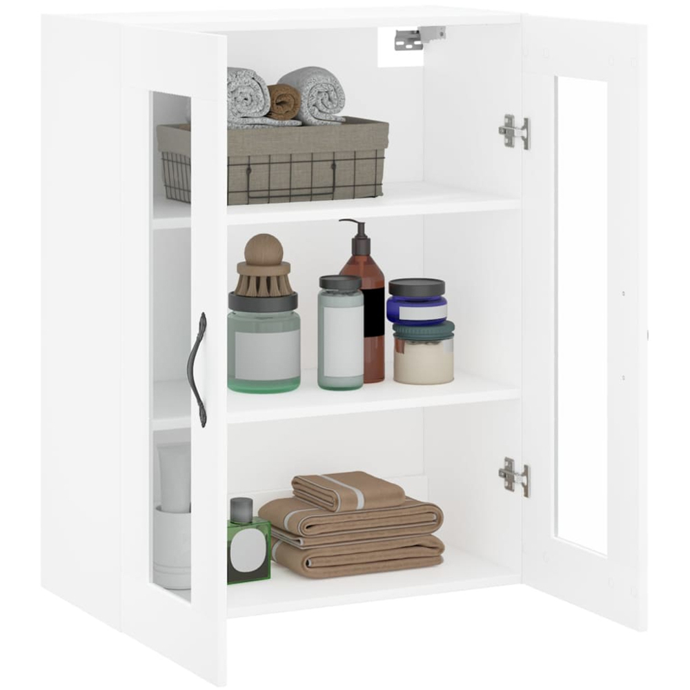 vidaXL 2 Glass Door White Wall Mounted Cabinet Image 5