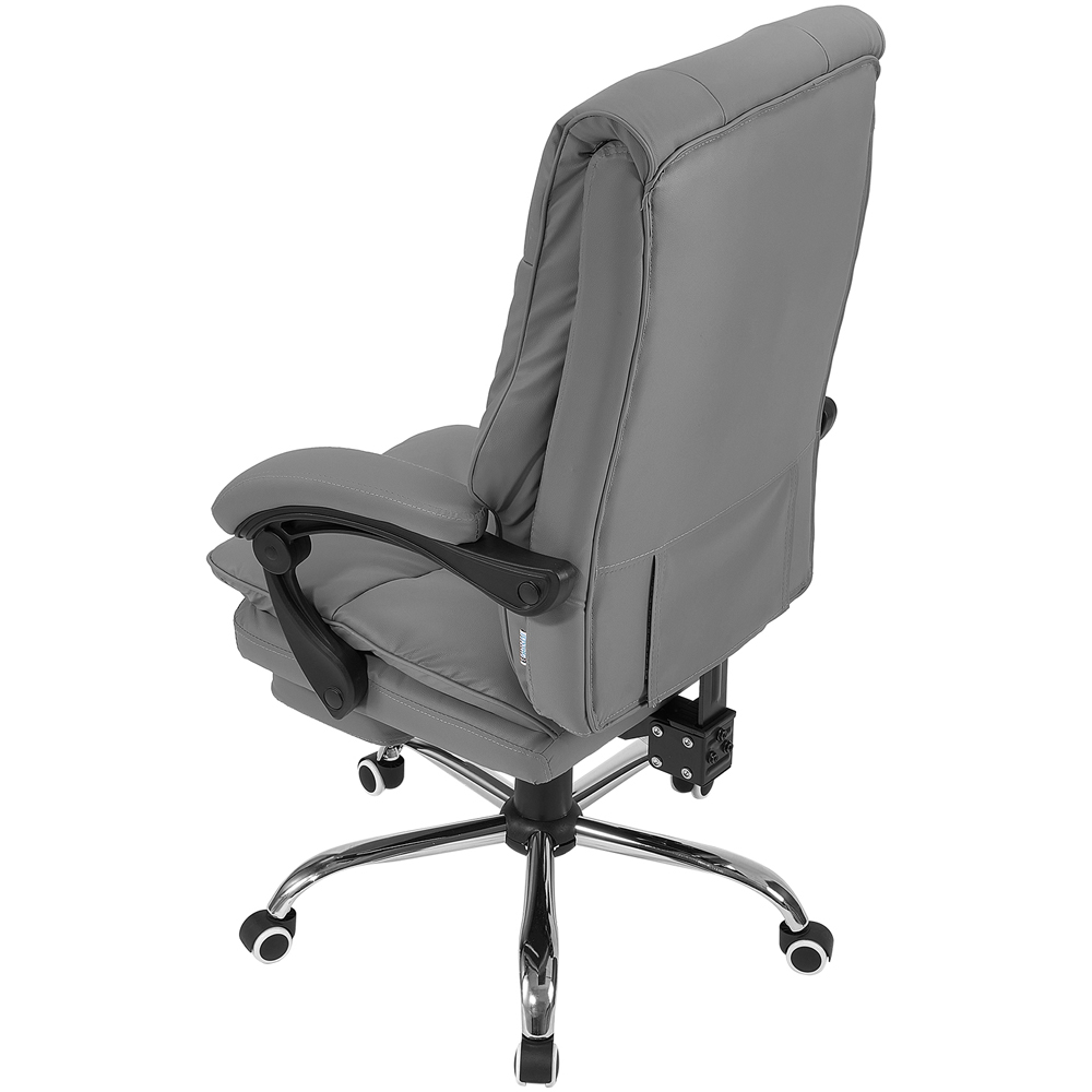 Living and Home Grey PVC Leather Reclining Backrest Office Chair with Footrest Image 6