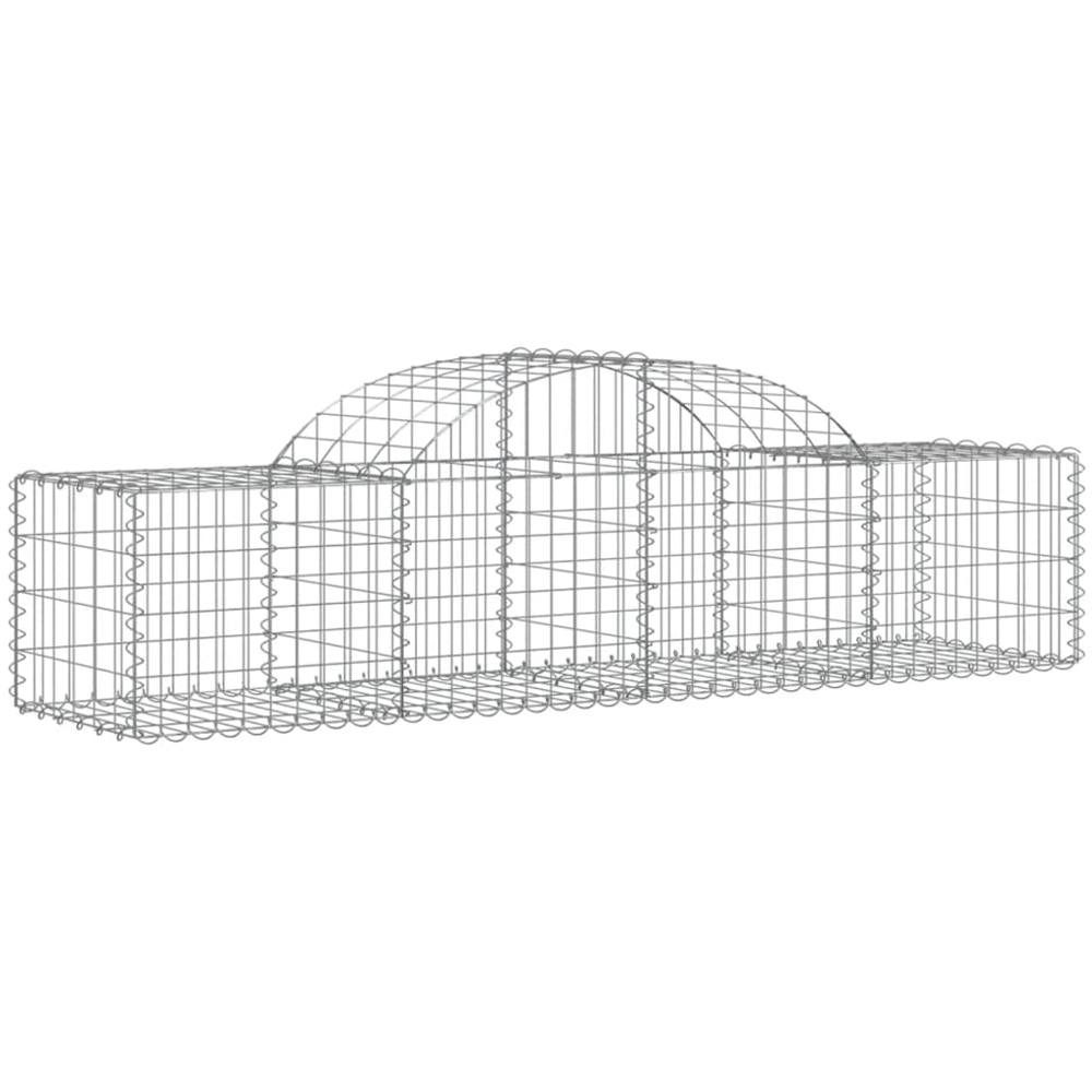 vidaXL Silver Galvanised Iron Arched Gabion Basket 200 x 50 x 40/60cm 2 Pack Image 1