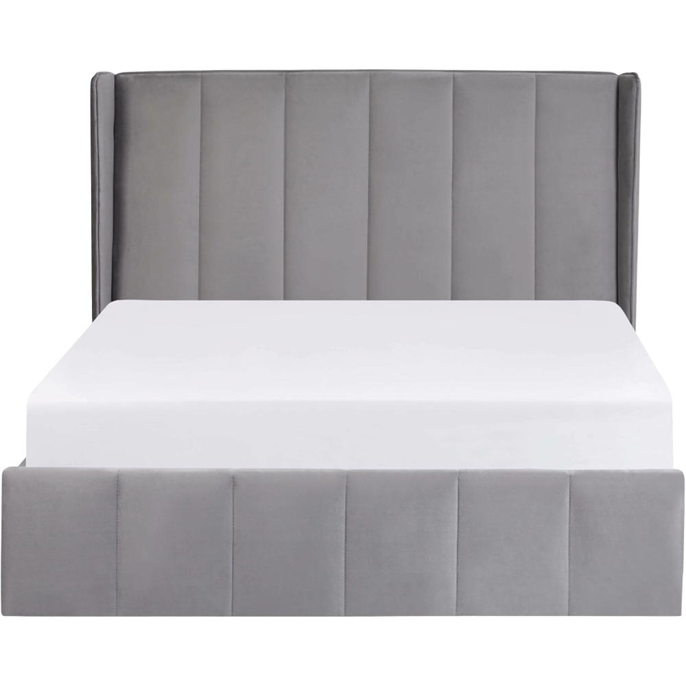 Julian Bowen Katie Double Grey Velvet Lift-Up Ottoman Bed Frame with Winged Headboard Image 6