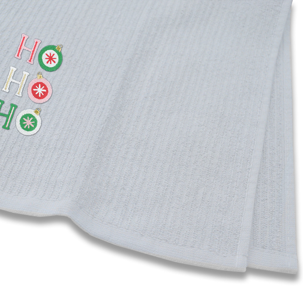 Noel Square Xmas Ho Ho Ho White Tea Towel 3 Pack Image 5