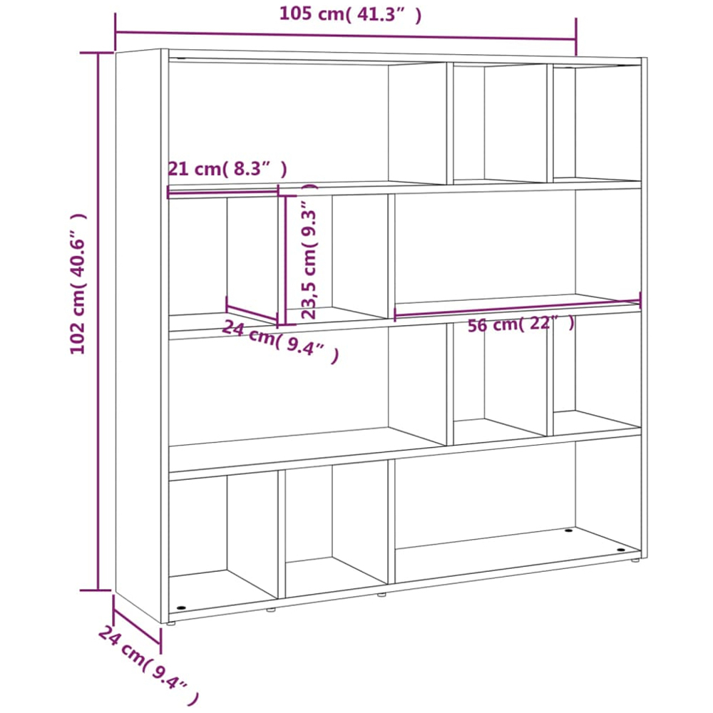 vidaXL 12 Shelf White High Gloss Bookcase Image 8