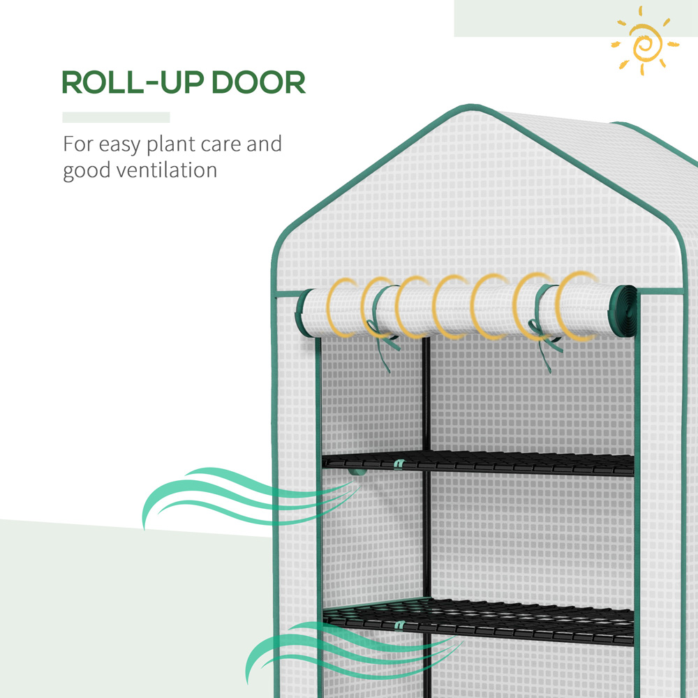 Outsunny White PE 3 x 1.6ft 5-Tier Widened Greenhouse Image 6