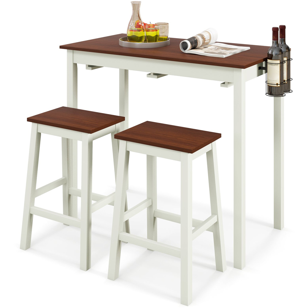Costway 2 Seater Bar Table Set Cream White Image 2