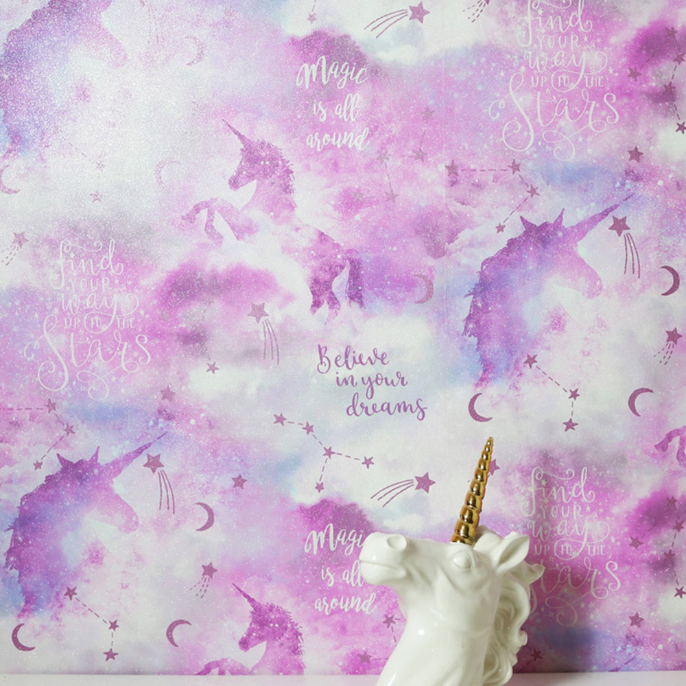 Arthouse Galaxy Unicorn Blush Pink Wallpaper Image 3