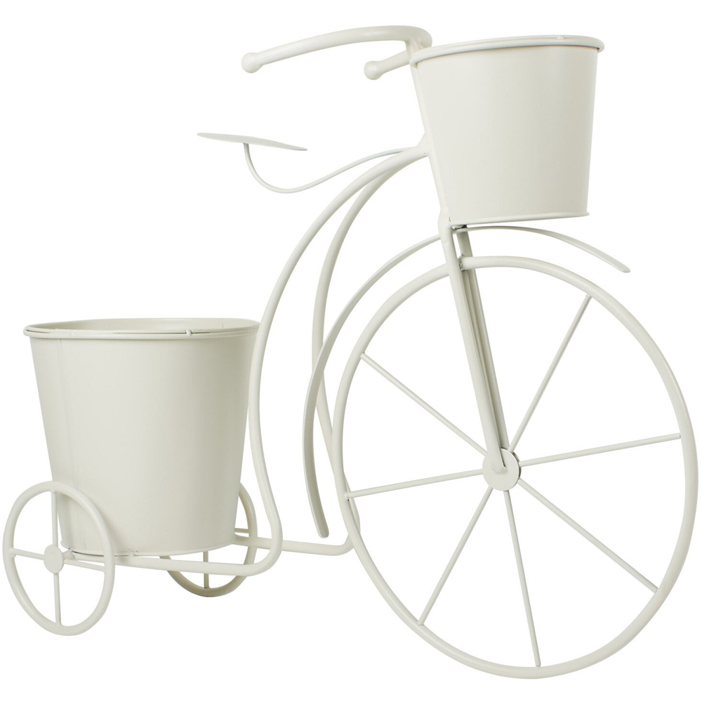 White Bicycle Flower Planter - White Image 4