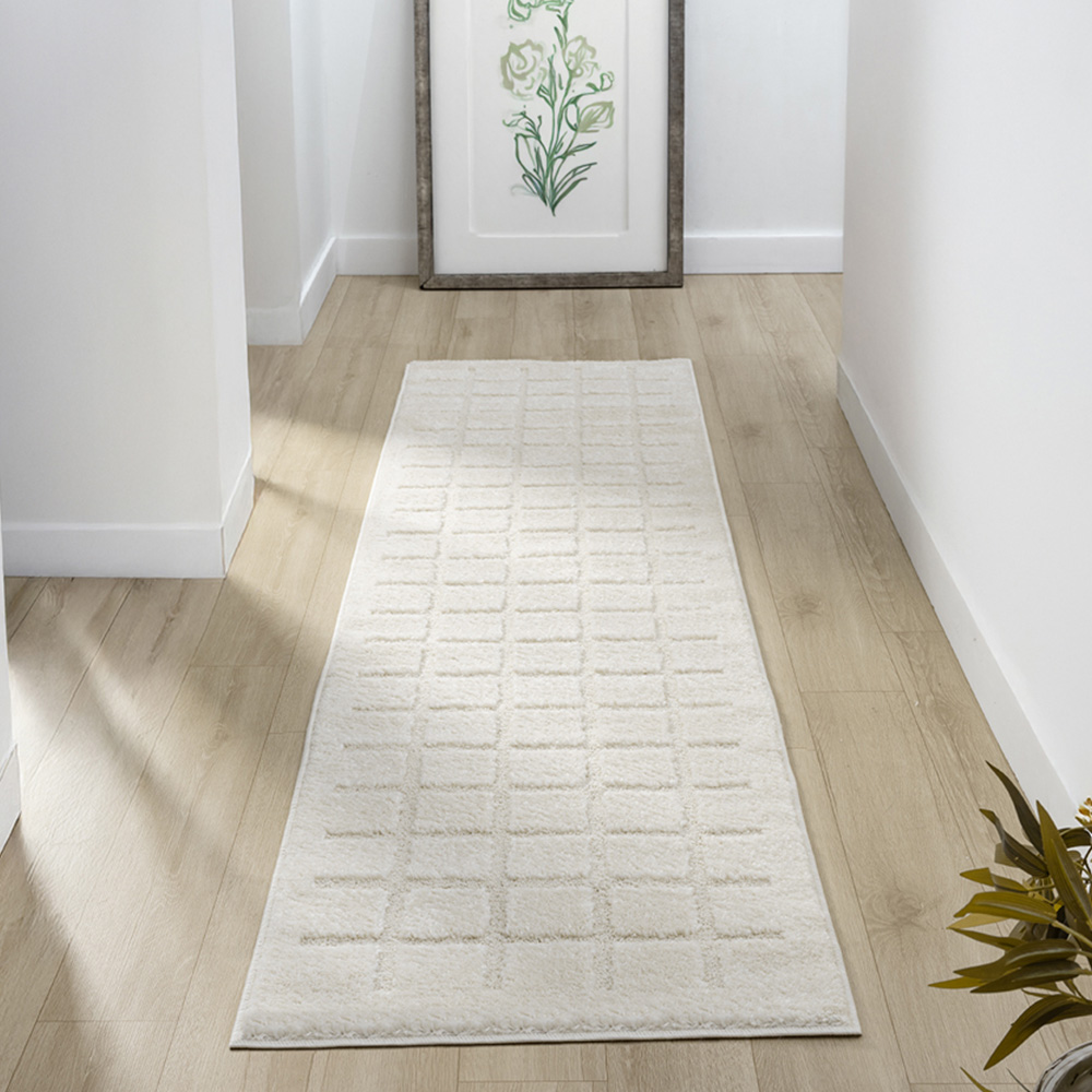 Desire Rugs Aya Cream Embossed Cube Rug 60 x 220cm Image 2