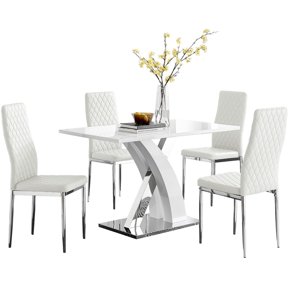 Furniturebox Columbia Valera 4 Seater Dining Set White Gloss and Chrome Image 2