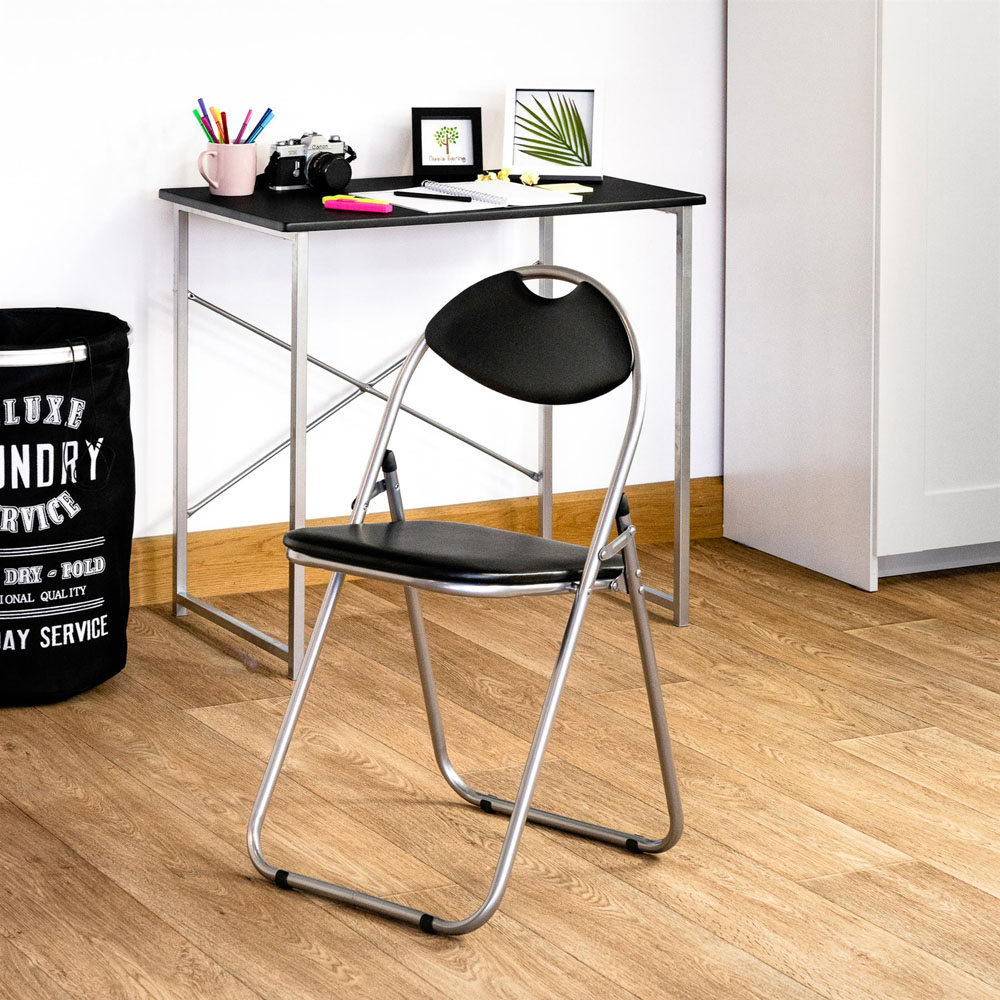 Harbour Housewares Set of 6 Black and Silver Foldable Padded Chair Image 5