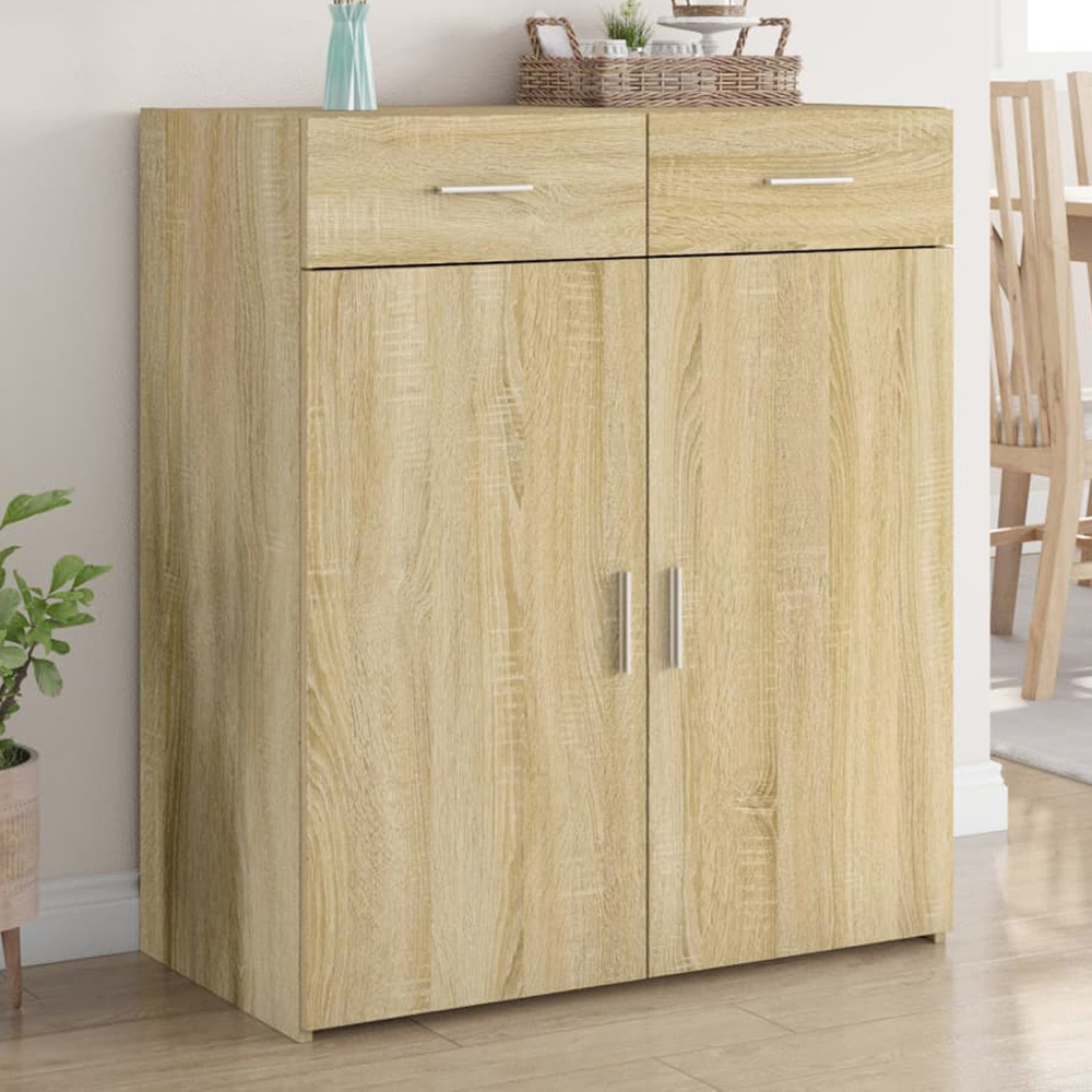 vidaXL 2 Door 2 Drawer Sonoma Oak Sideboard Image 1