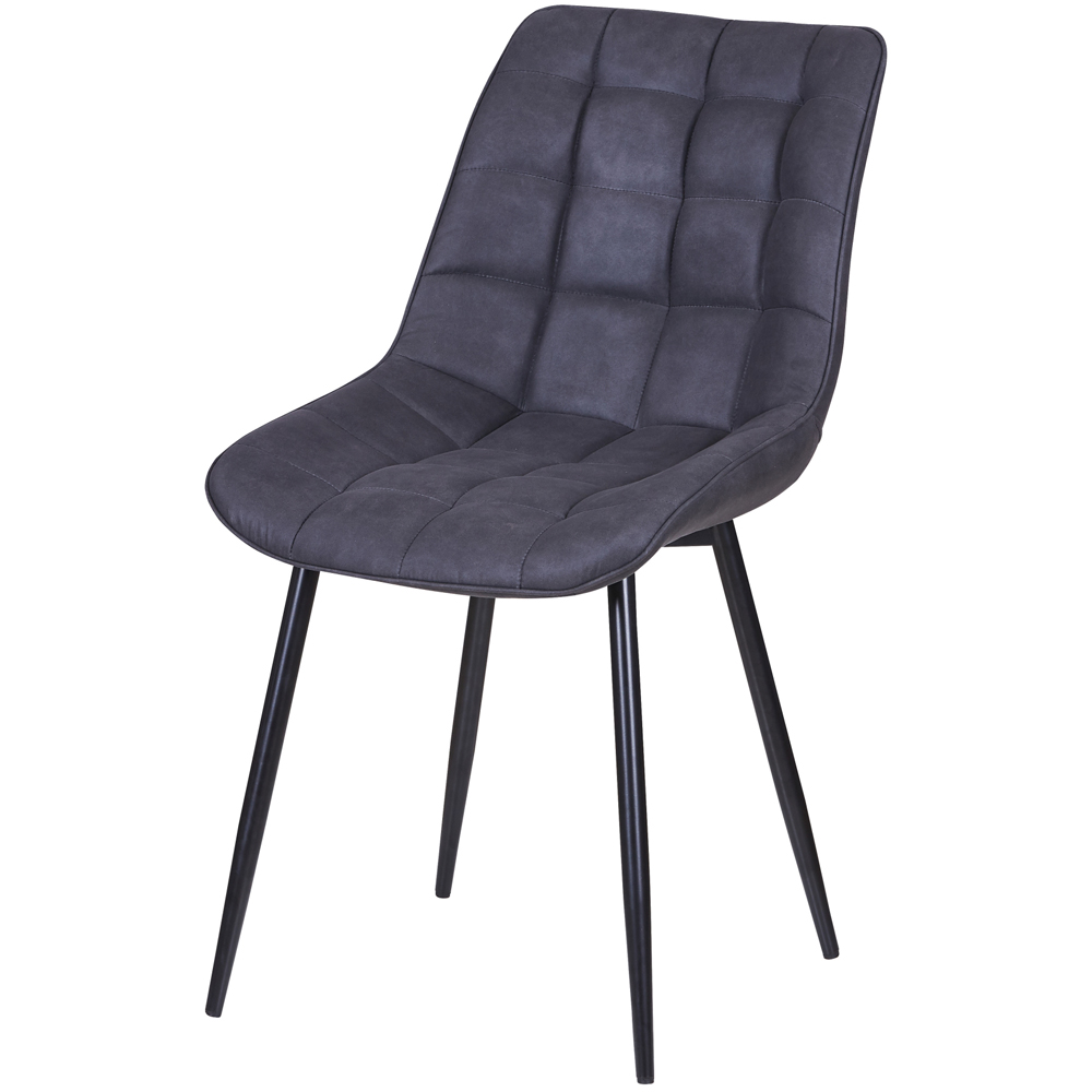 wilko Alba Set of 2 Slate Grey Suede Effect Plush Padded Dining Chairs Image 3