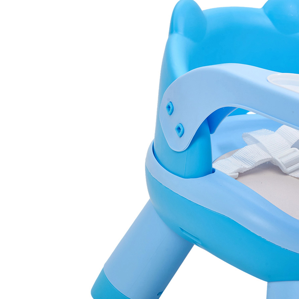 H&O Direct Blue Low Plastic Baby Feeding Chair with Tray and 3 Point Harness Image 2