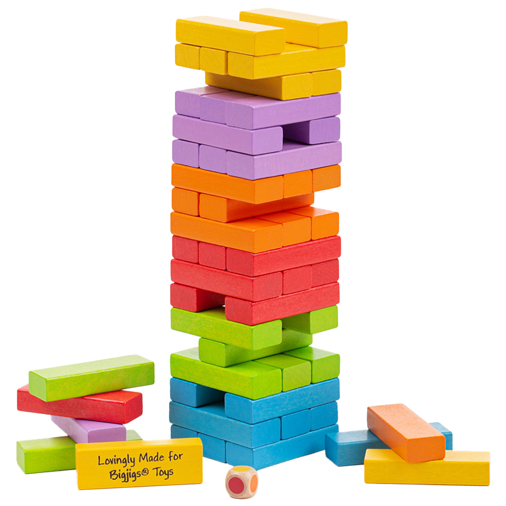 Bigjigs Toys Wooden Stacking Tower Game Multicolour Image 1
