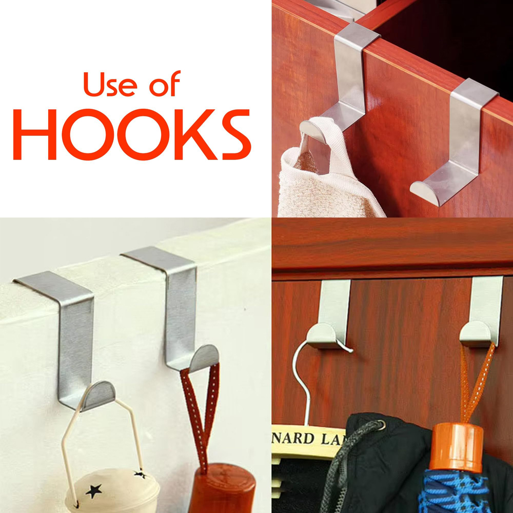 ATEK Stainless Steel Reversible Over Door Hook 10 Pack Image 4