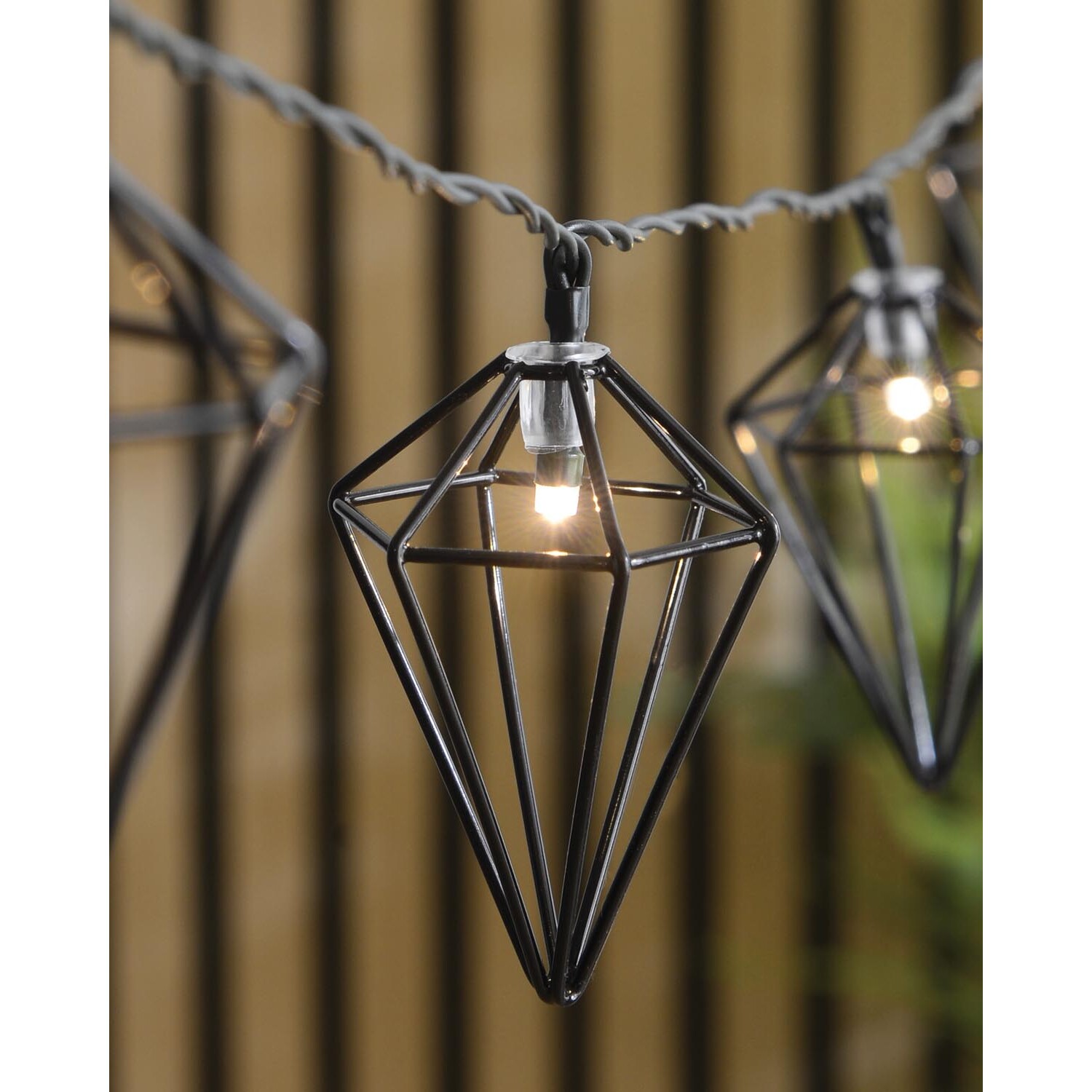 Diamond Solar String Lights - Black Image 5