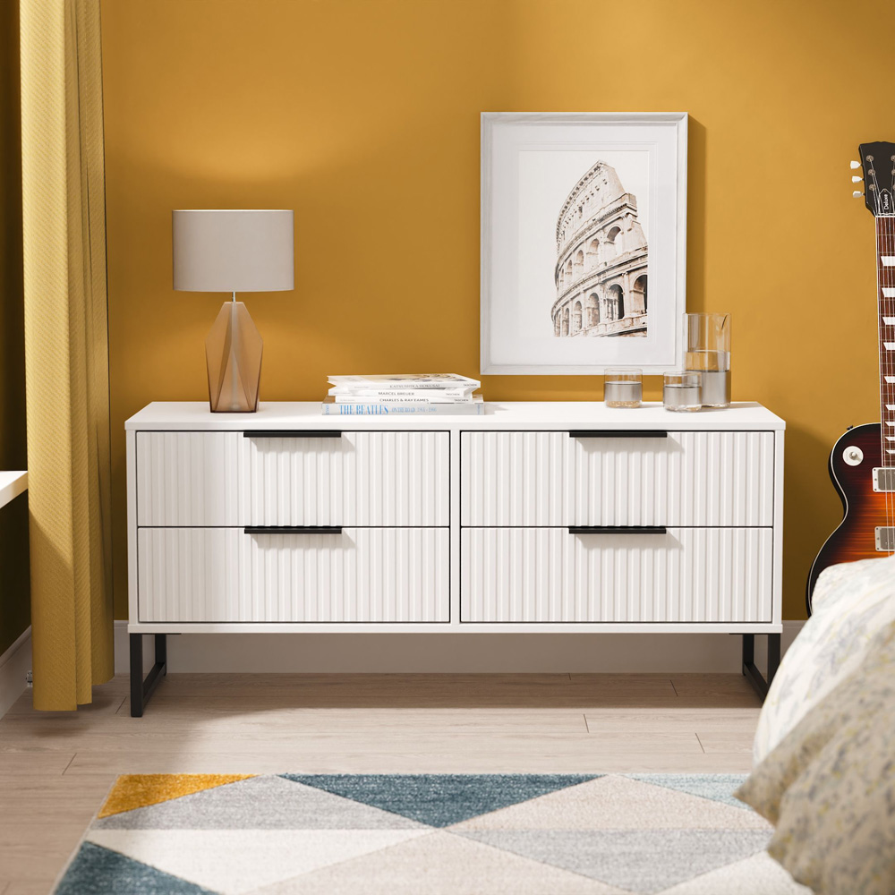 Crowndale Fluted 4 Drawer White Matt Bed Box Ready Assembled Image 7