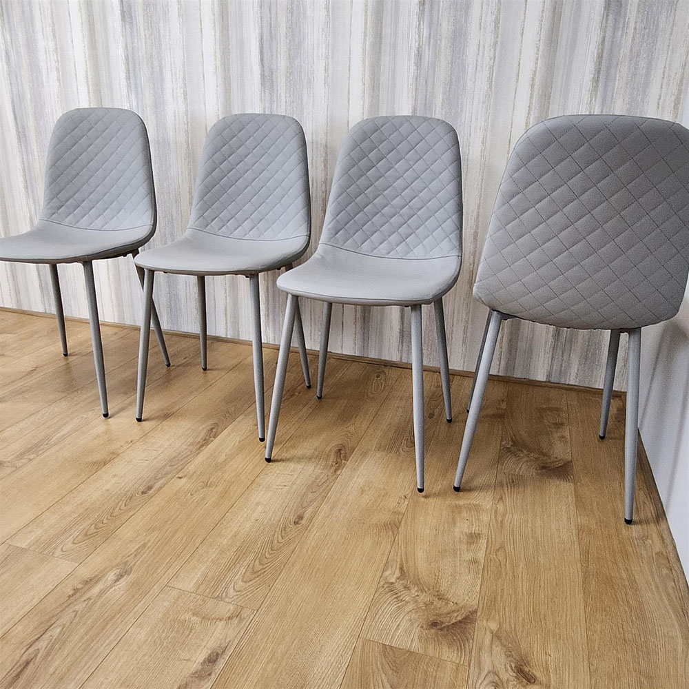 Kosy Koala 6 Seater Faux Leather Dining Bench Set Oak Effect and Grey Image 2