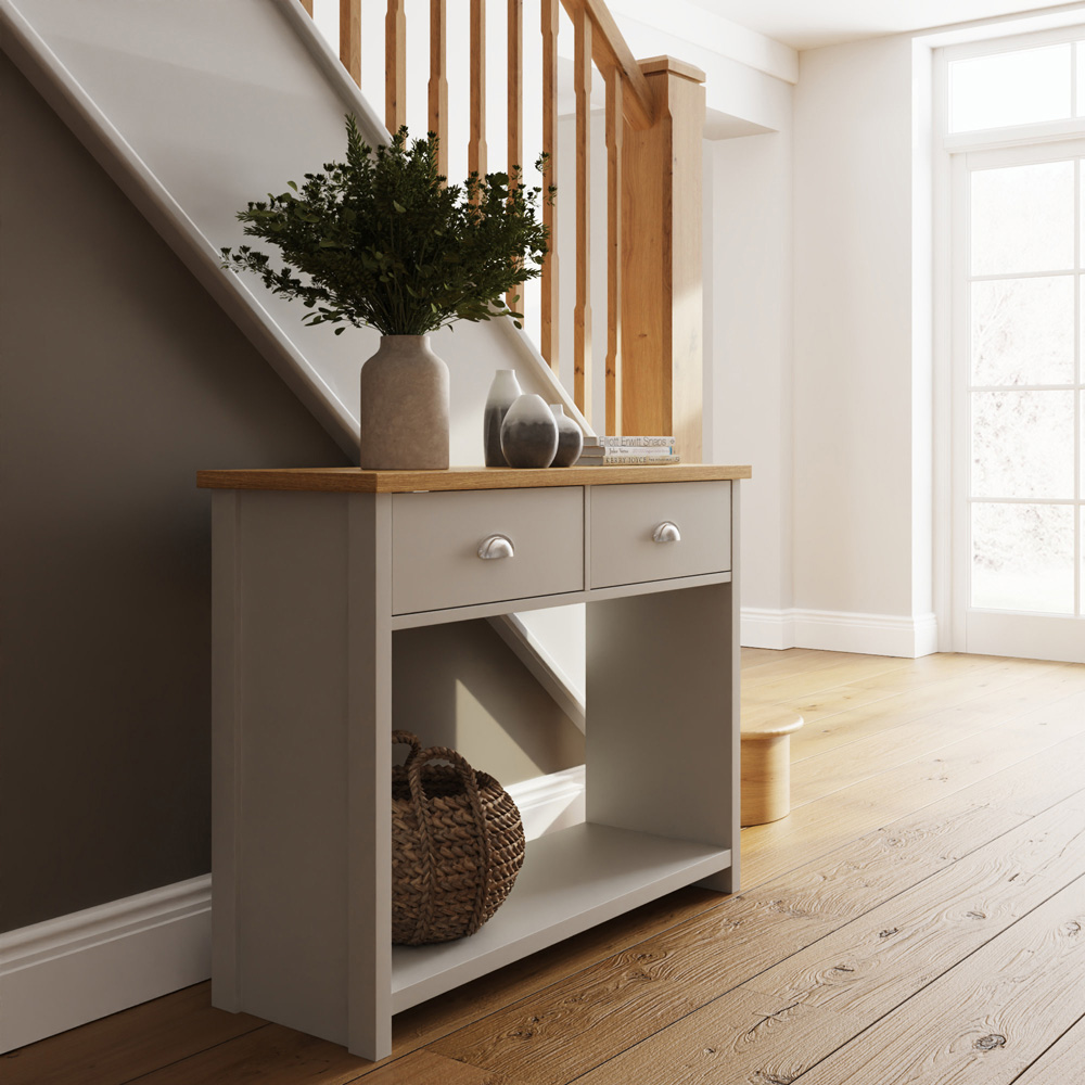 GFW Lancaster 2 Drawer Grey Console Table Image 7