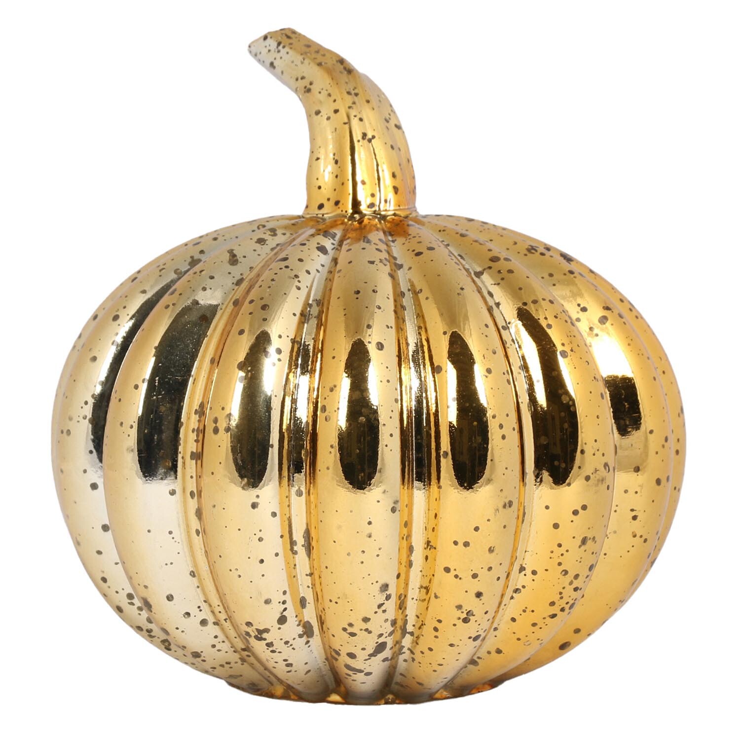 Gold LED Antiqued Pumpkin - Gold Image 1