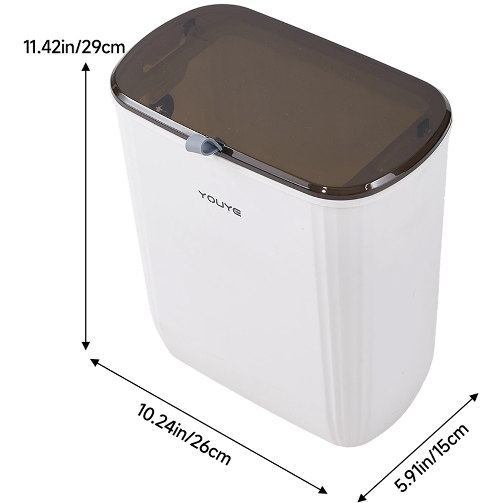 Living and Home White Wall-Mounted Waste Bin with Sealed Lid 11L Image 8