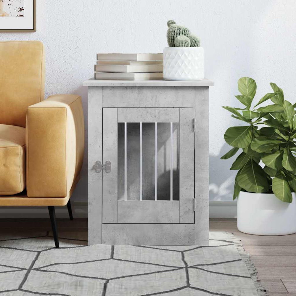 vidaXL Concrete Grey Engineered Wood Dog Crate Furniture 68 x 55 x 80cm Image 2