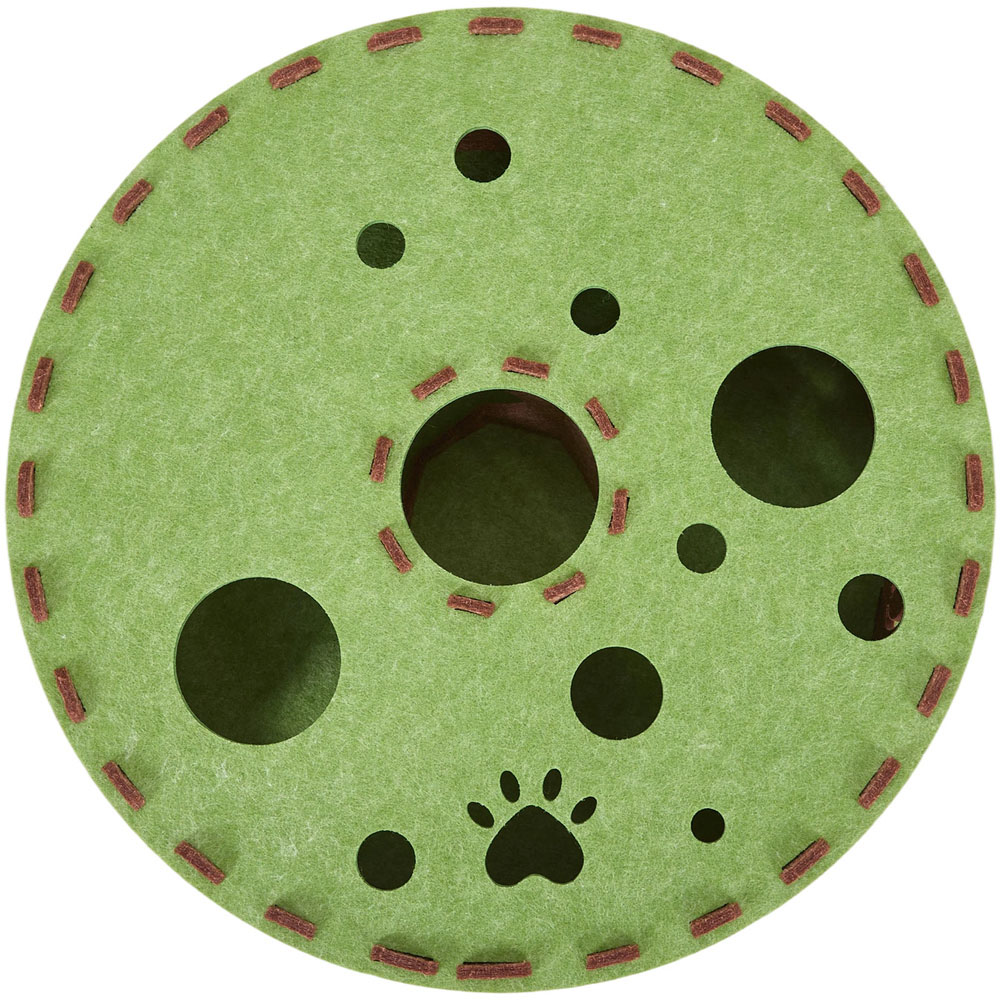 H&O Direct 2-Tier Green and Brown Donut Shape Round Felt Cat House Image 2
